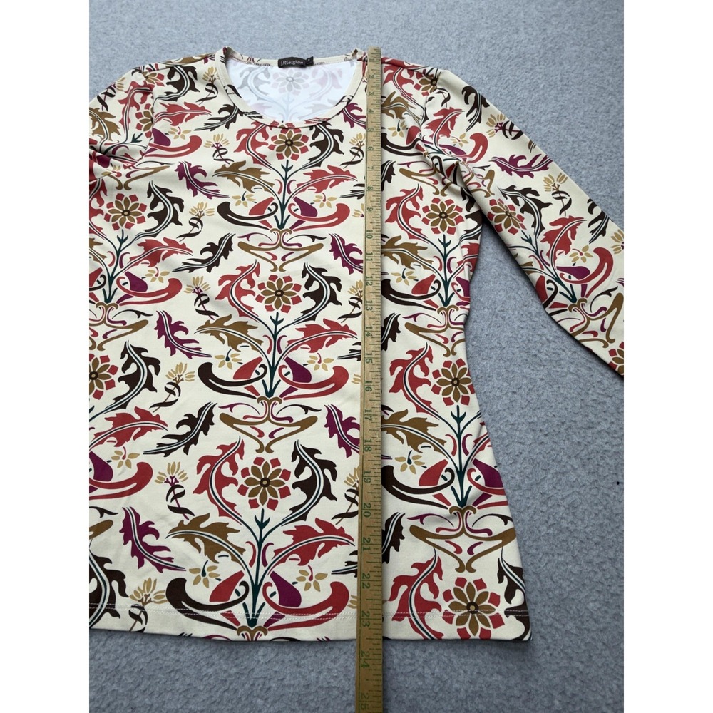 J McLaughlin‎ Shirt Womens Small Cream Multicolor Floral Print 3/4 Sleeve Top - Picture 8 of 12